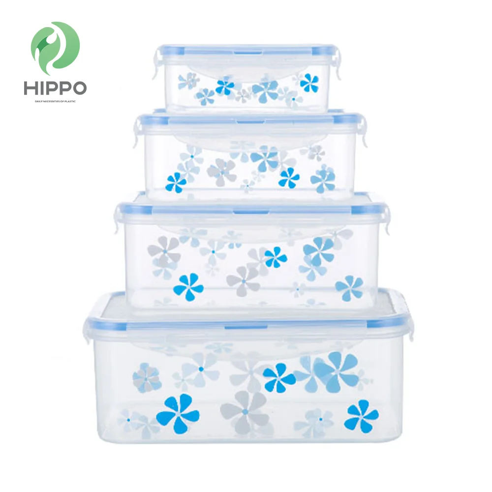 5 pcs different size customized rectangle plastic food container