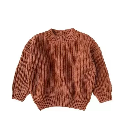 Customization GOTS Organic Cotton Kids Girls Sweaters Oversize 100% Cotton Knit Pullover Infant Boutique Baby Sweaters