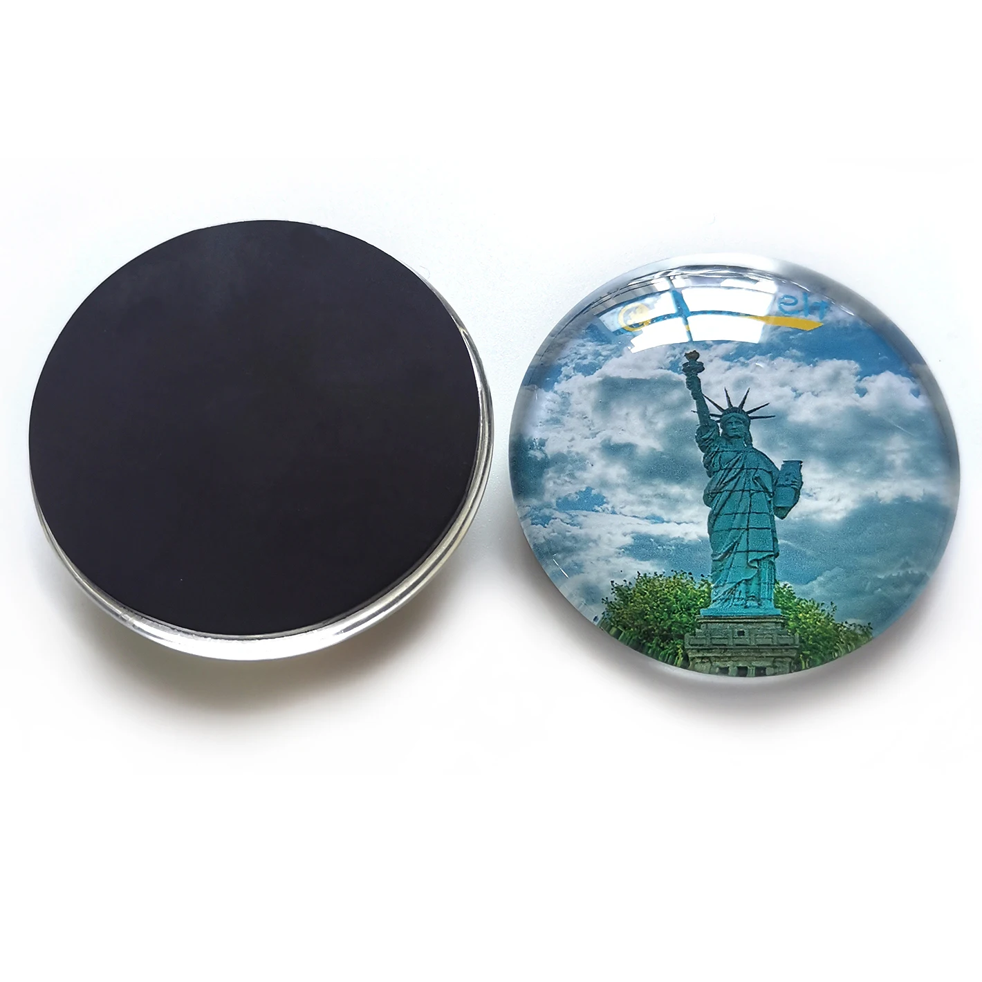 Factory hot sale custom crystal refrigerator magnets printed souvenir glass dome round fridge magnet