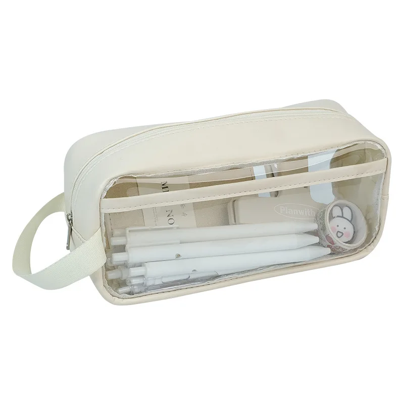 Transparent Ins Wind Milk Salt Portable Portable Storage Waterproof Large Capacity High Appearance Level Stationery Storage Box