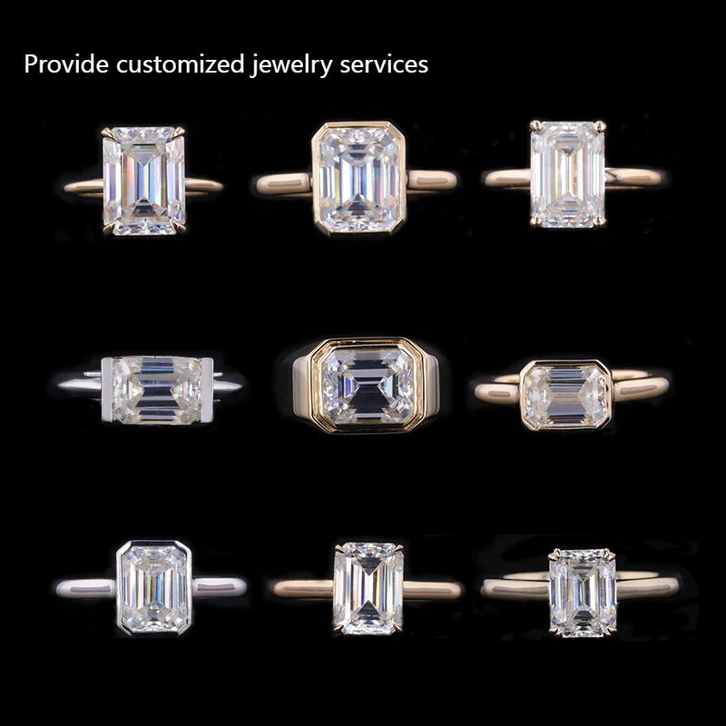 Starsgem moissanite diamond D color 8*10mm Emerald cut pass diamond tester hip hop vvs moissanite color diamond for ring