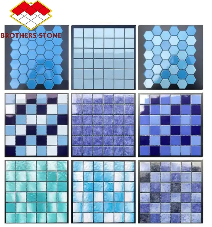 Modern Bathroom Outdoor Wall Tiles Square Ceramic Mosaic with Swimming Pool