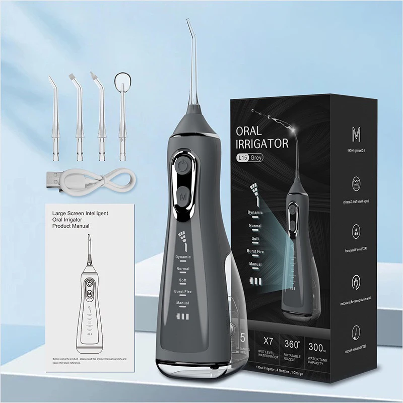 High Quality Cordless Water Dental Flosser with 5 Modes 300ML Waterproof Portable Rechargeable Oral Irrigator for Teeth Braces