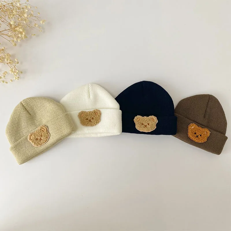 Fashion cotton fabric winter kids caps customized baby hats Unisex newborn baby beanie hats