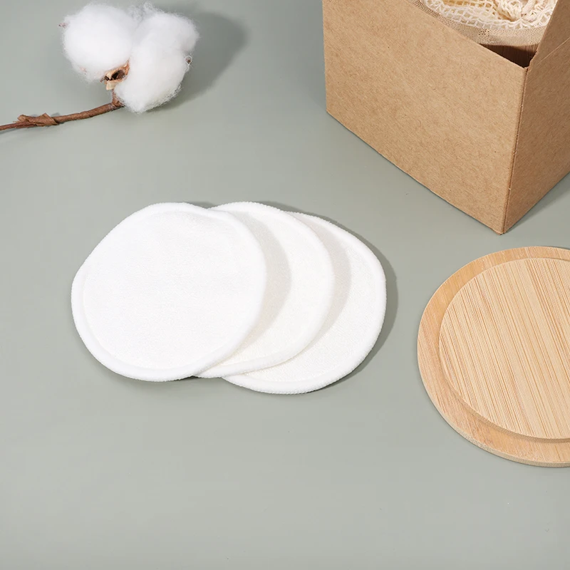 Reusable Bamboo Cotton Makeup Remover Pads with Bamboo box