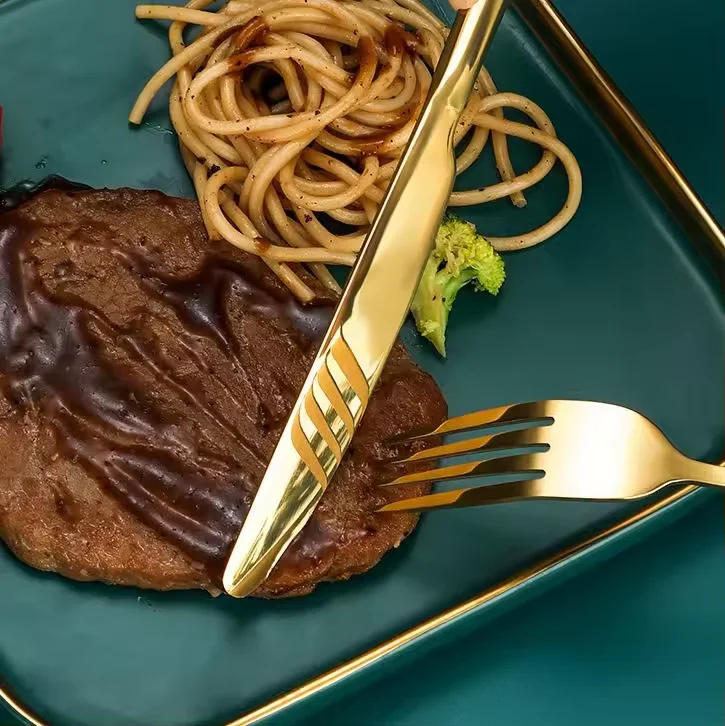 Luxurious New Thick Stainless Steel Spoon Knife Fork Sets Portuguese Flatware Cutlery Set