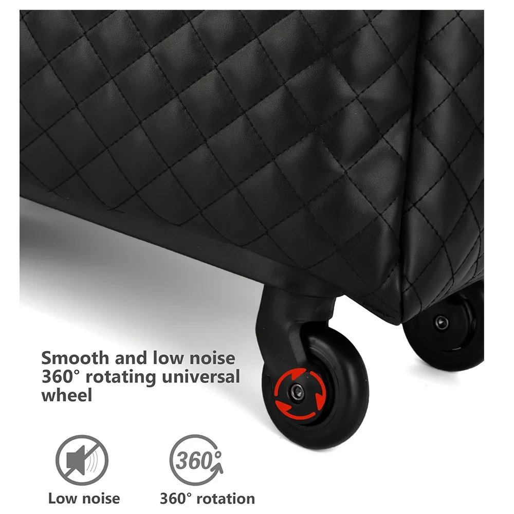 20in PVC Leather Softside Underseat Carry on Suitcases Travel Duffel Bag with 4-rolling Spinner Wheels Travel Luggage