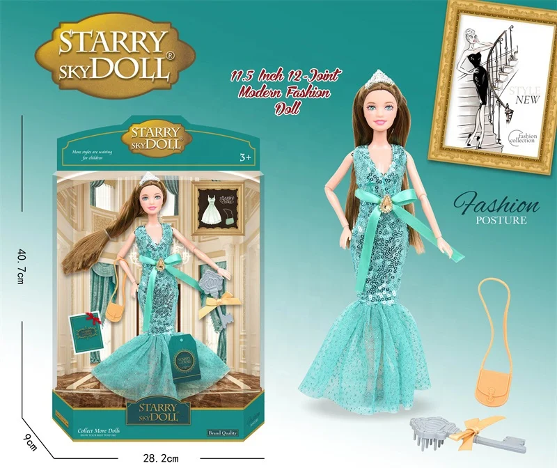 Best Toy Gifts Princess Doll Toy Beautiful Fashion Plastic Doll Girls Dolls with Dress