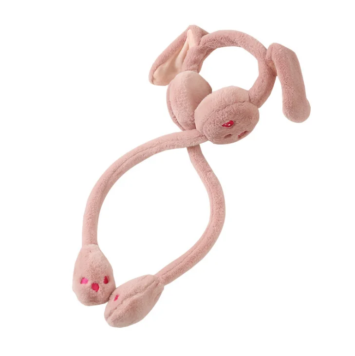 Hot Sale Outdoor Sport Festival Winter Warmth Party Funny Cute Rabbit Ear Moving Ear Muffs Women
