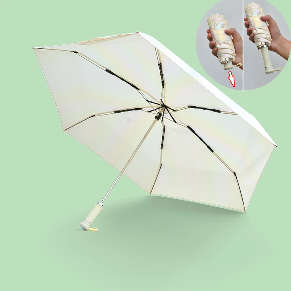 New 5 Fold Mini Sunscreen Parasol Six Bone,Small Foldable umbrellas for Sunny Rainy Days Manual Control for Travel/