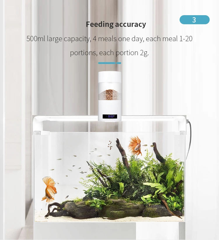 Wholesales aquarium accessaries Automatic Fish Feeder Intelligent Work Mode 500Ml Capacity