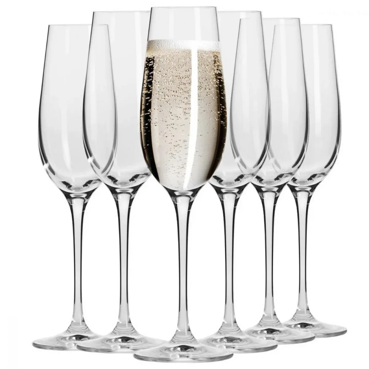 Elegant Stylish Champagne Flute Glasses - 6-Piece Set - 6.1 oz (180ml) Capacity - Stemware - B2B Wholesale Offer - Krosno Glass