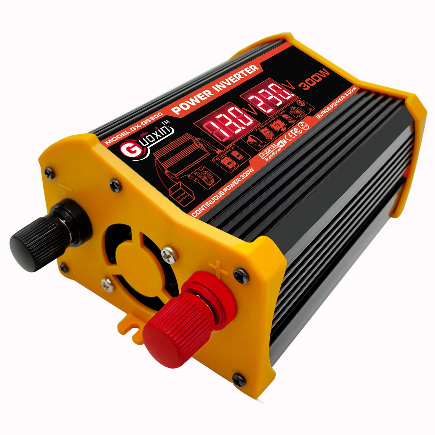 New Type Solar Inverter of 300W 12v Modify  Sine Wave Converter Max USB SGP Power Fan ROHS Protection Output Weight Cooling