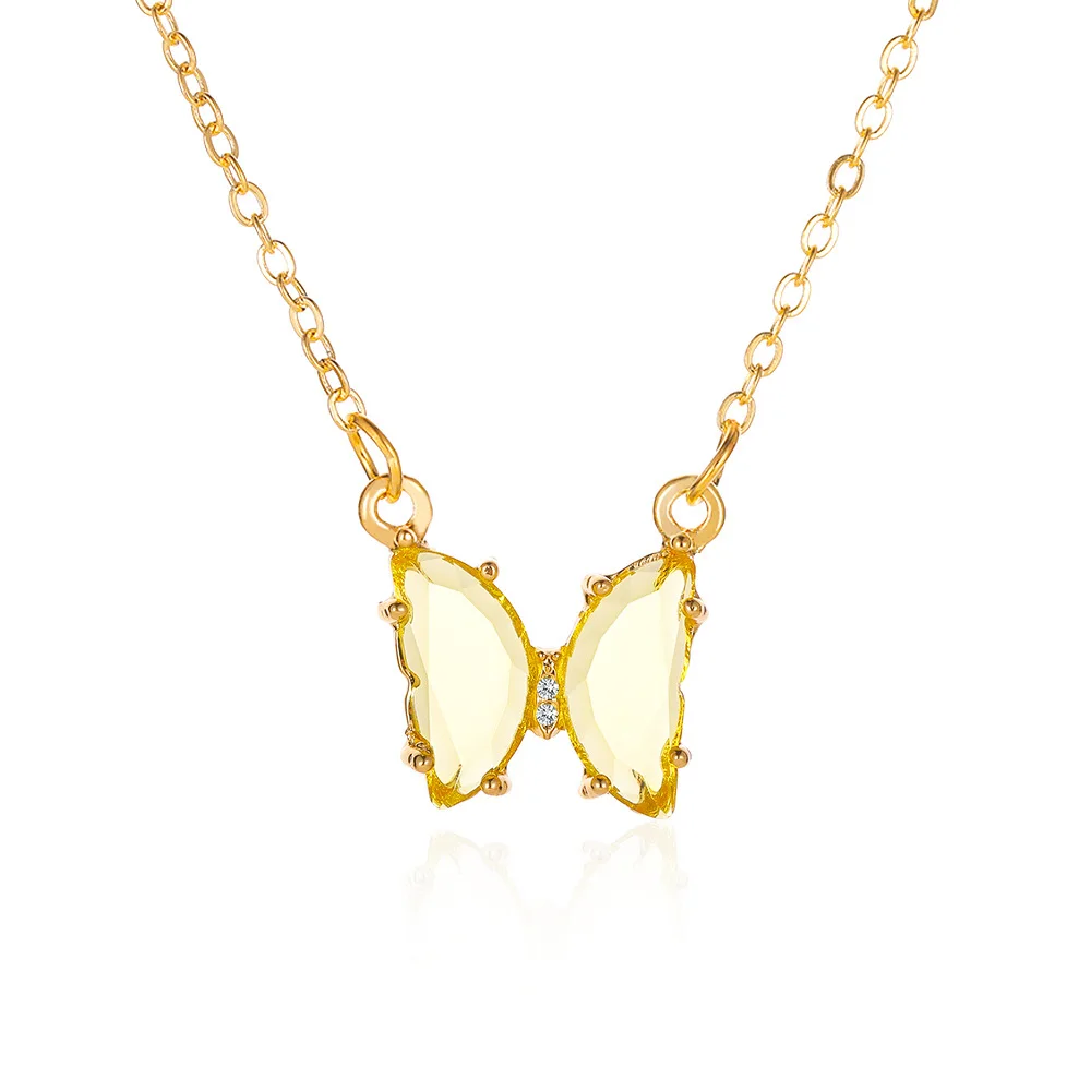 Glass Crystal butterfly Necklace Dream Through Color Clavicle Chain Choker