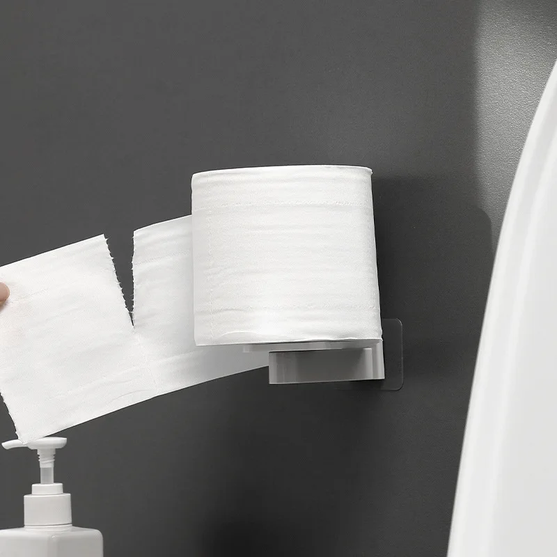 Kitchen Lazy Shelf Seamless Stickers Wall Mounted Vertical Kitchen Paper Hanger Roll Paper Cling Film Storage Rack