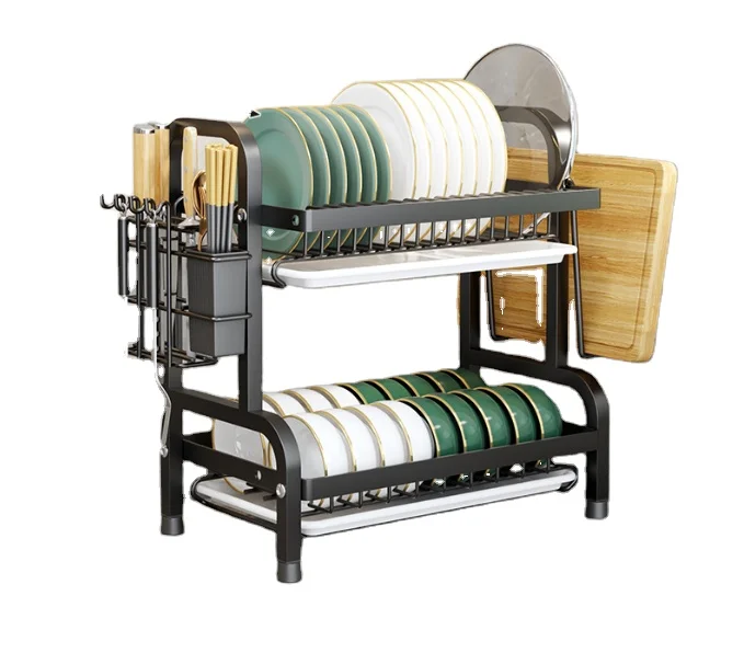 Multifunction Rack Holder Plate Rack Main Stander with 2/3 Tier Cabinet Baskets Storage for Kitchen