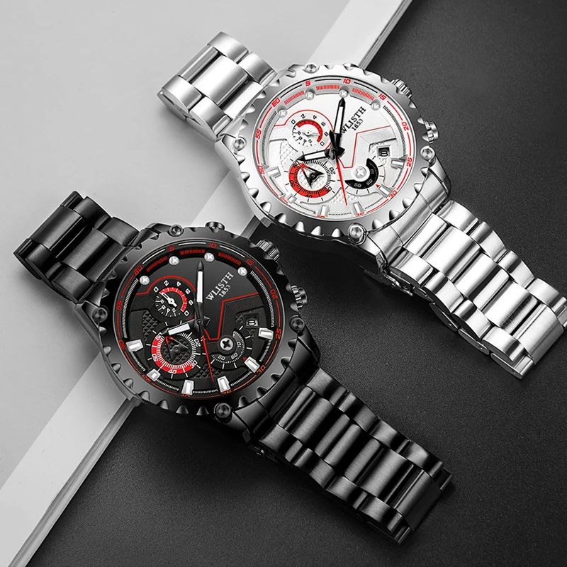 Super Popular men`s Watch Luxury Stainless Steel Band Waterproof  Quartz Wristwatch Gift Watches For men reloj