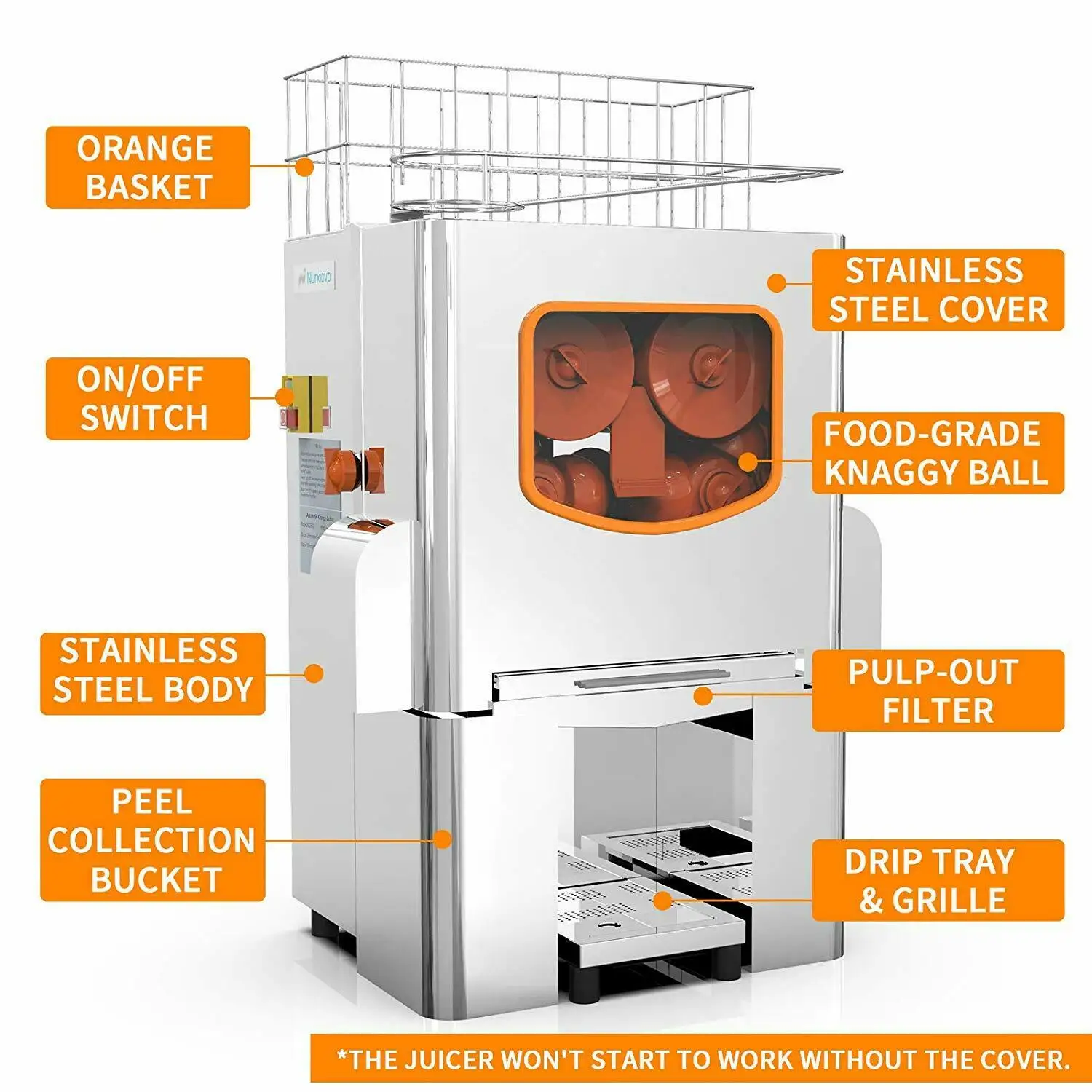 
orange juice extractor machine stainless cover 220V 20-22 oranges 