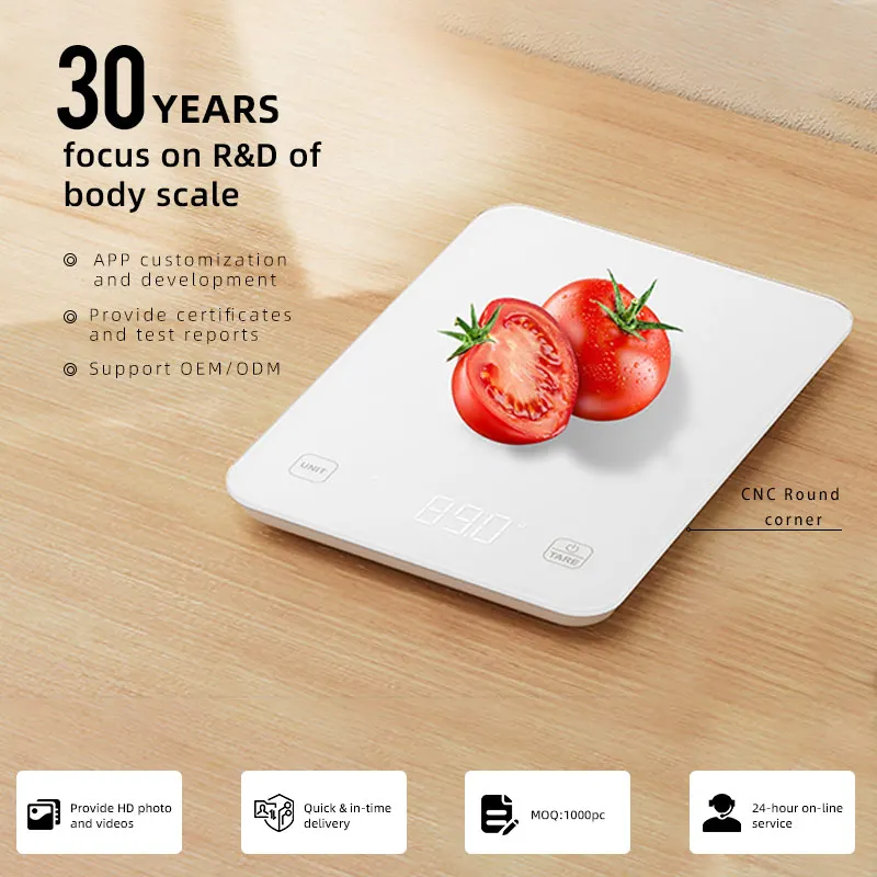 High Accuracy Large Plastic Electronic Kitchen Scales Digital 10 Kg Kitchen Scales White Glass