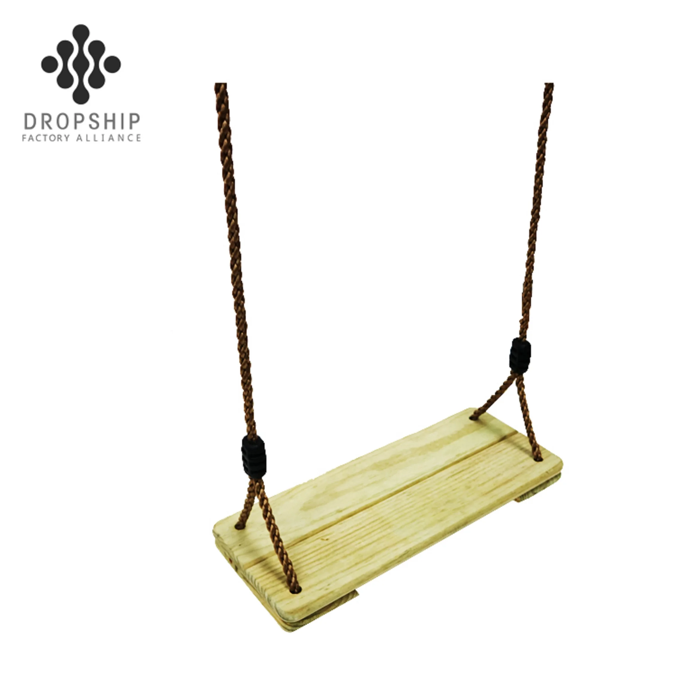 Dropship SA-063  customized brand wooden swing natural style pine garden beach outdoor wooden patio swing sets