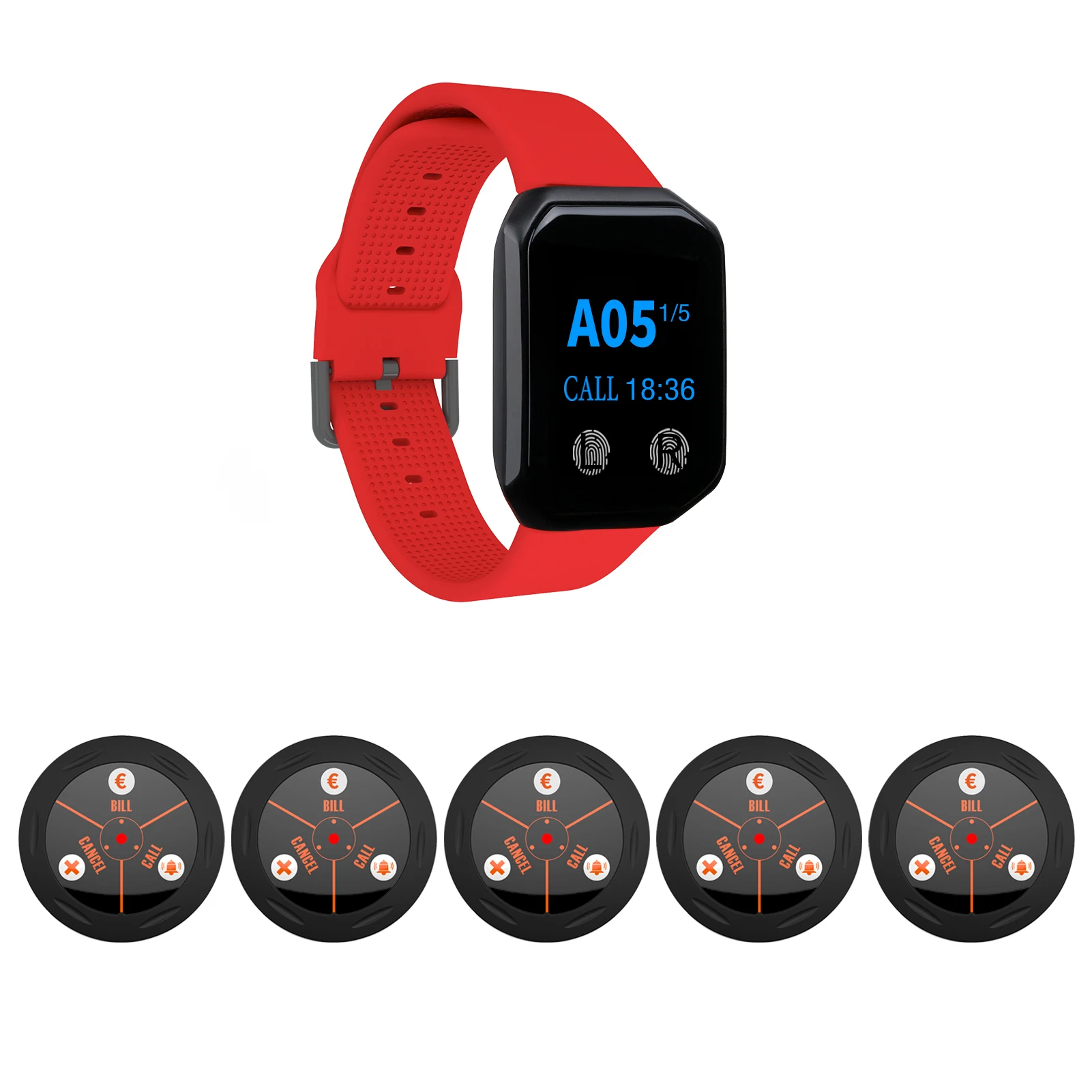 Byhubyeng Беспроводное управление звонок услуги билл отмена система вызова 1 Смарт-часы пейджер 5 3-клавишным кнопки вызова