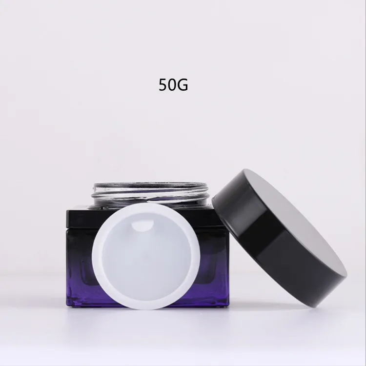 50g Glass Jar Bottle 40ml To120ml Luxury Cosmetic Sets Square Glass Bottle Package For Lotion And Perfume And Scream
