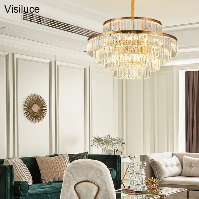Hot Sale Large Modern Pendant Lamp Decor Living Room villa Hotel Size Customizable Luxury K9 Crystal Chandelier