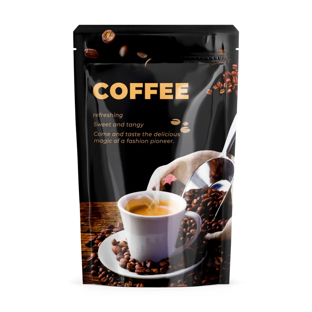 Personalized Resealable Stand Up Coffee Packaging 100g 150g 250g 500g 1kg Biodegradable Custom Coffee Bags with zipper