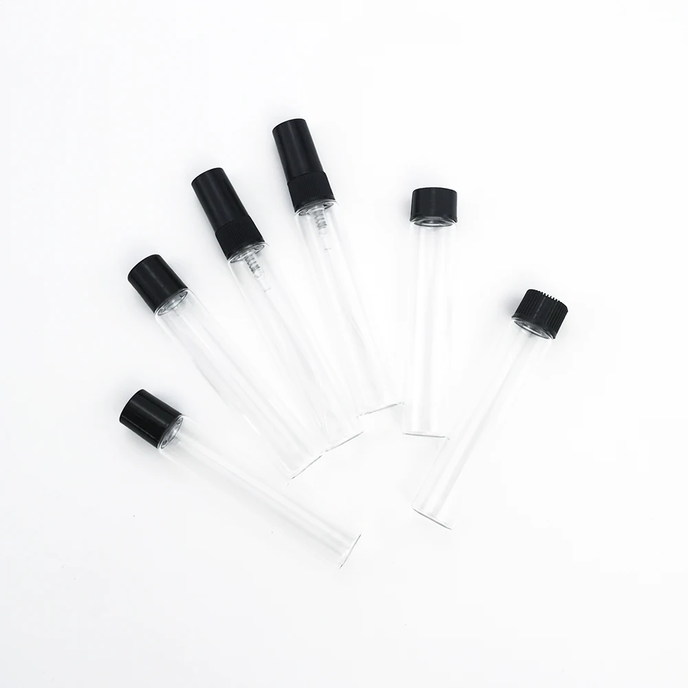 Empty Glass Tube Sample Vials 10ml 10 ml Clear Small rollon perfume spray glass vial with stopper cap