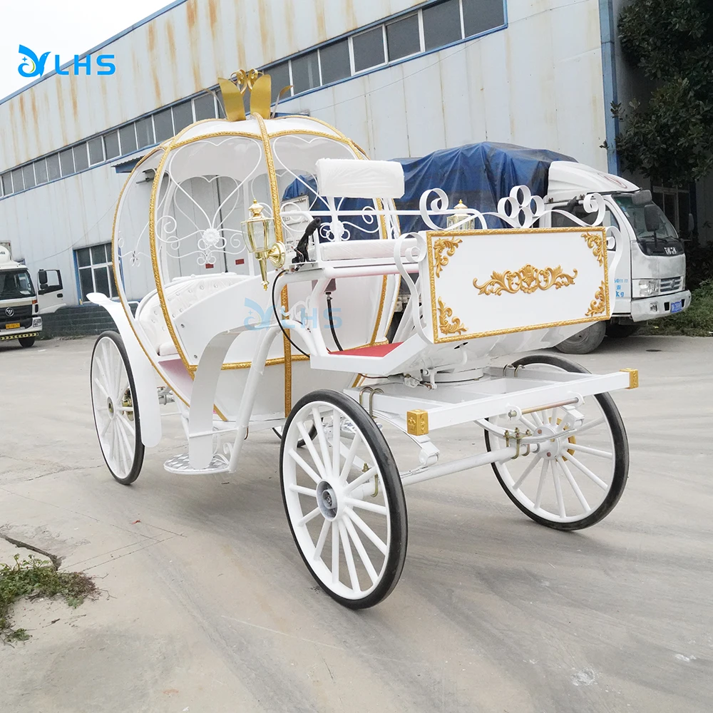 European style pumpkin wedding electric horse buggy  sightseeing caleches horse cart cinderella pumpkin horse carriage for sale