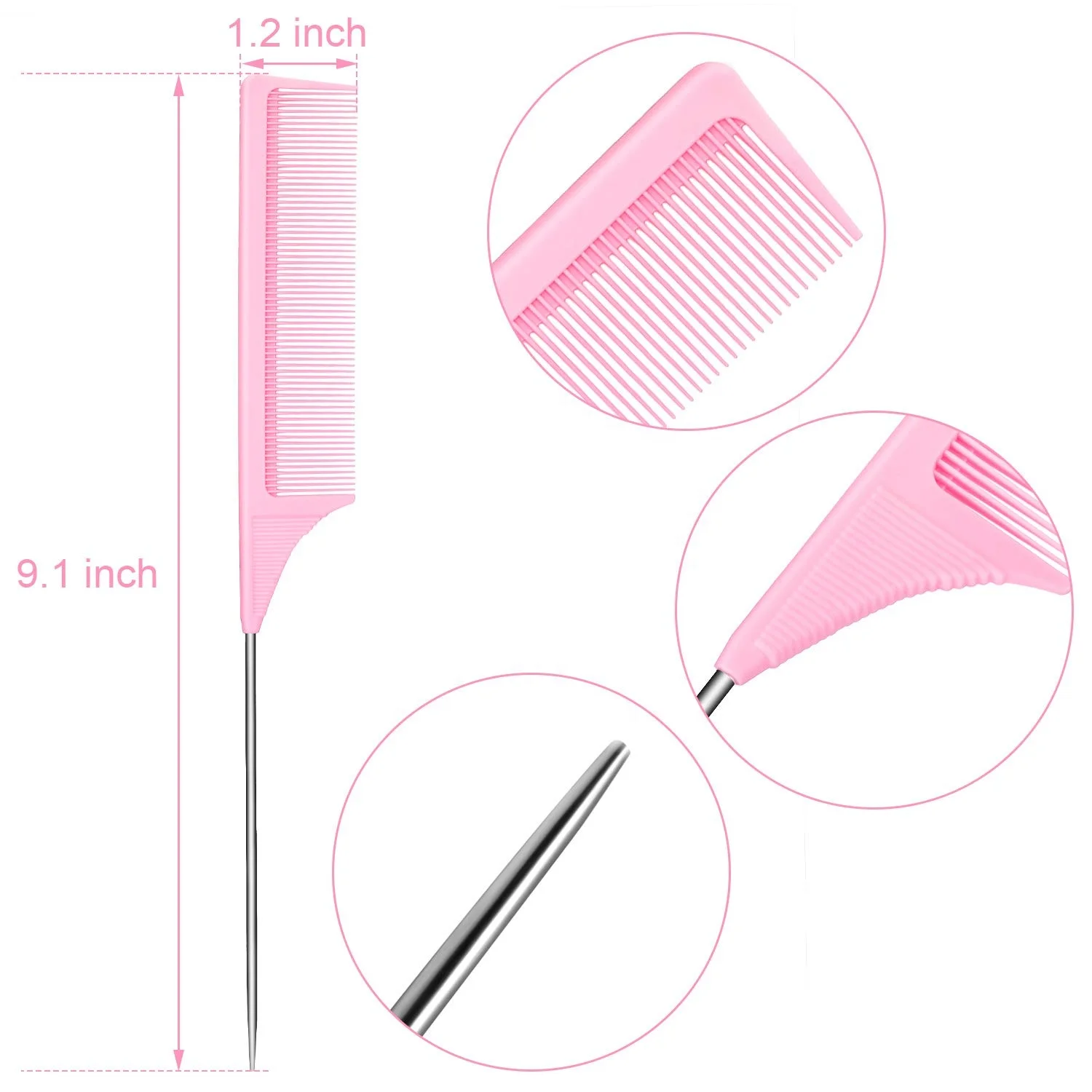 wholesale salon hairdressing custom logo stainless steel rat tail carbon fiber comb