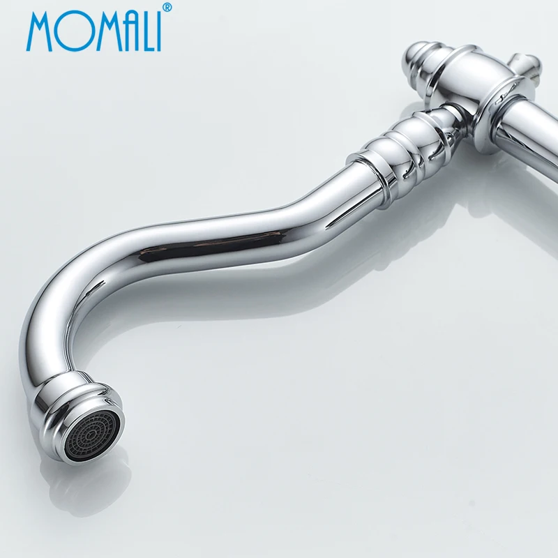 Momali Newest brass single handle vertical kitchen mixer faucet chrome matte black antique luxury kitchen faucet