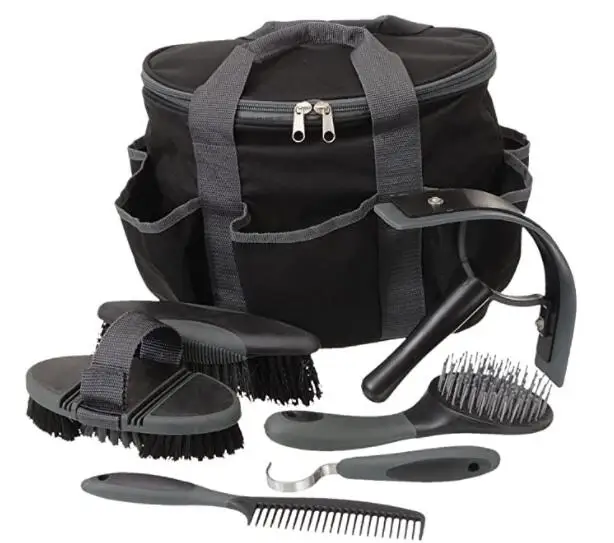 Набор кистей из 6 предметов с сумкой для груминга лошадей, сумка для хранения