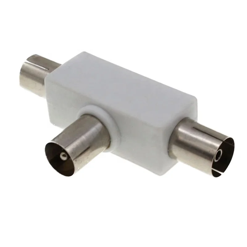 OEM Hot sale 2 Way TV T Splitter Aerial Coaxial Cable Male to 2 Female Connectors Adapter