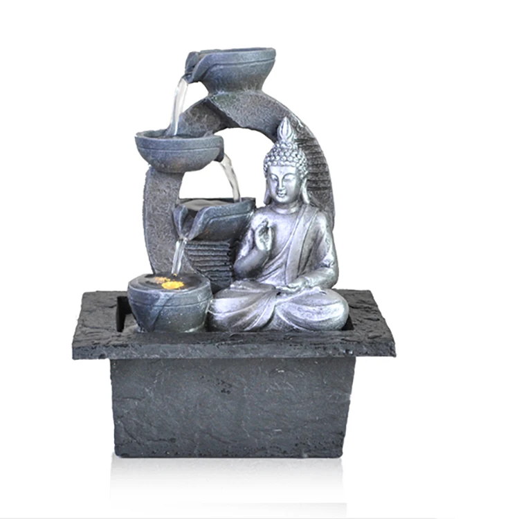 
Best Selling decorative god craft tabletop resin small fountains buddha 