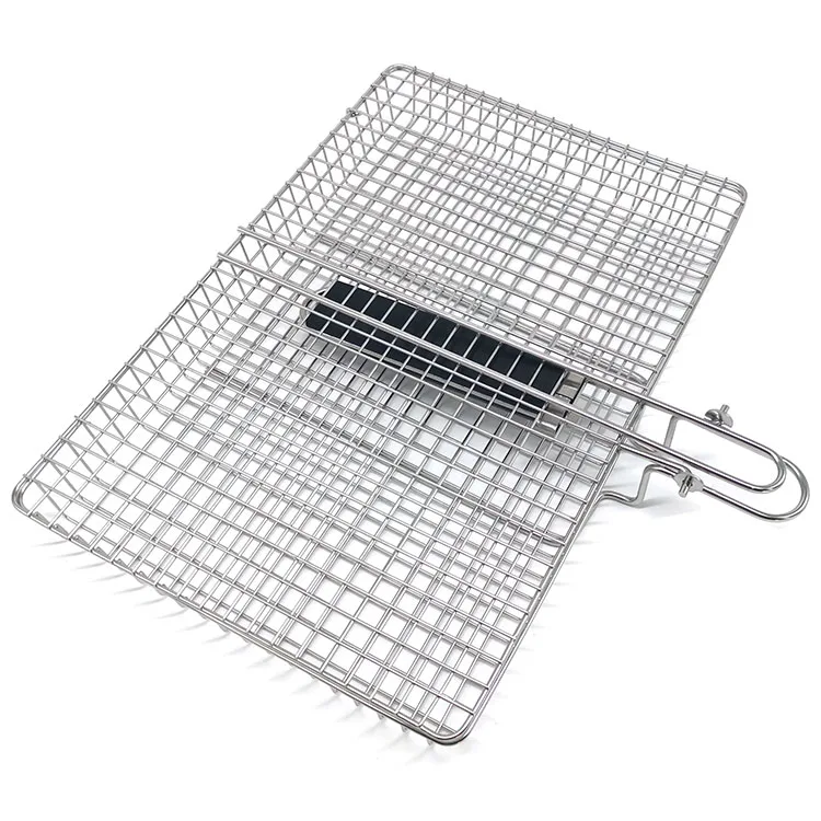 Grill Basket Extra Large Grill Accessories Gifts for Men Fish Grilling Basket Barbecue BBQ Rack with Wooden Detachable Handle