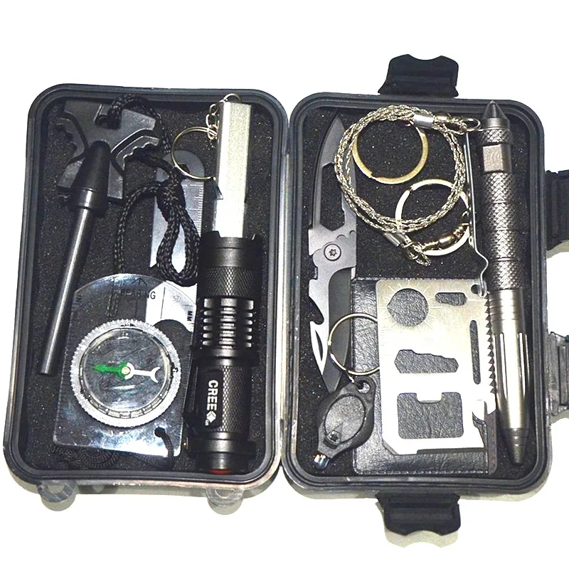 6.7 Outdoor Travel Camping accessories Hiking 13 in 1 Emergency Survival Kit First Aid equipment gear Sos Tactical Survival Kit