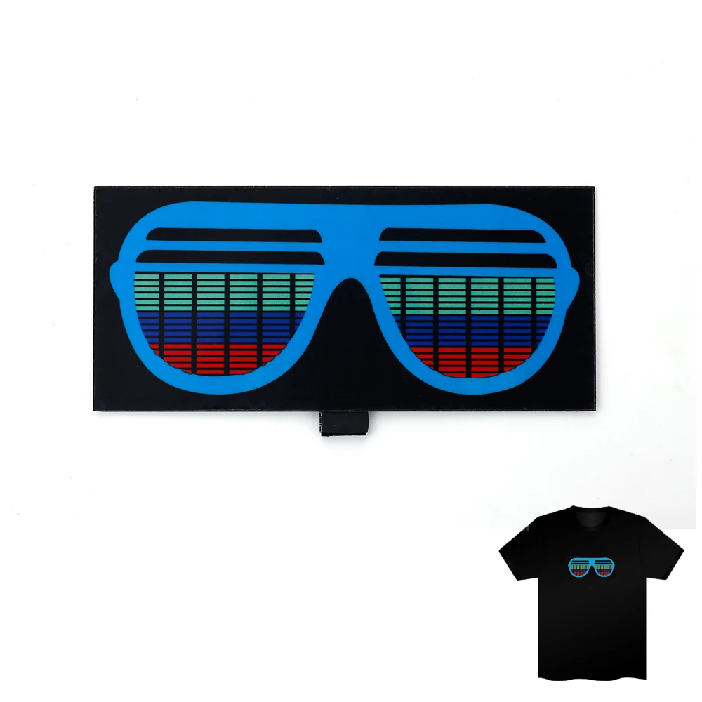 2024 Party Lighting EL Sound Music Activated Led T-shirt Customized EL Flashing Panel T-shirt