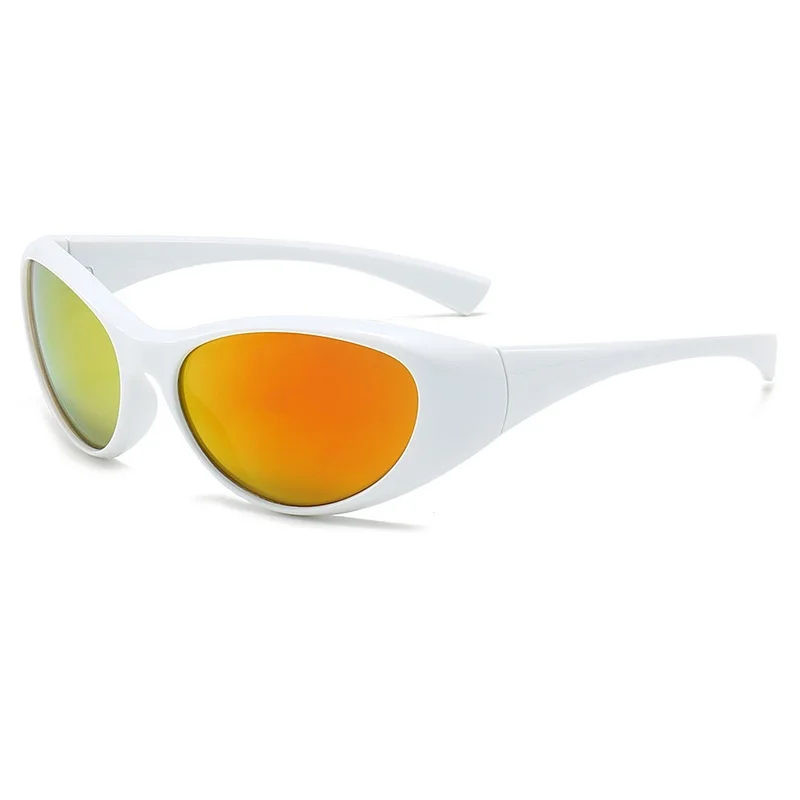 Y2K Wrap Around Fashion Sunglasses Logo Custom Green Oval Shades Sports Sun Glasses Aesthetic Eyewear for Women Men