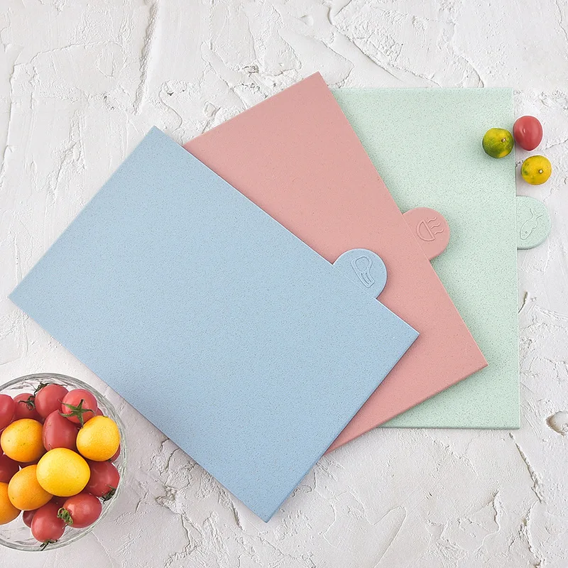 Новый дизайн цветная кухонная утварь с индексом разделочная доска набор блоков 4 пластиковых разделочных доски лотком