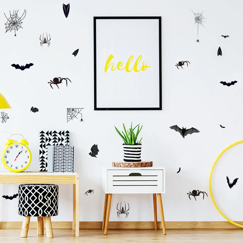 Yiyao Хэллоуин окна наклейка Паук Паутина жуткий летучие мыши стикер