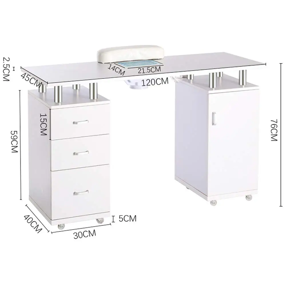 Quality Salon Furniture Nail Table Multi-function Nail Table With Multi-drawer Dust Collector