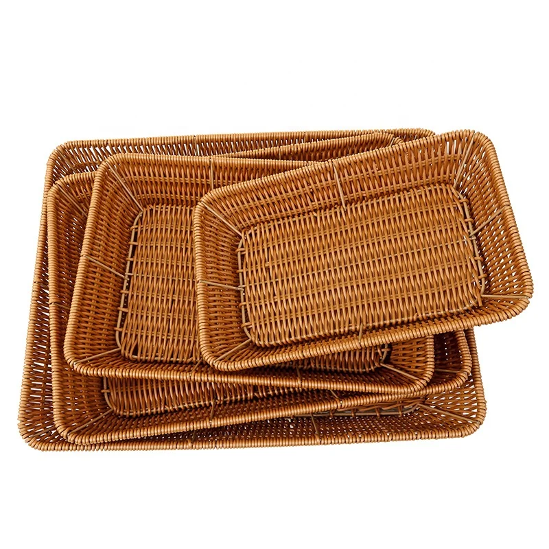 A2609 supermarket grocery basket inventory basket imitation rattan woven fruit bread grocery basket