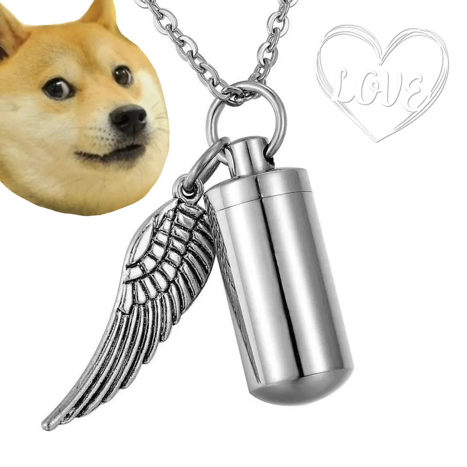 High quality charm pet for ashes necklace stainless steel pet ashes necklace