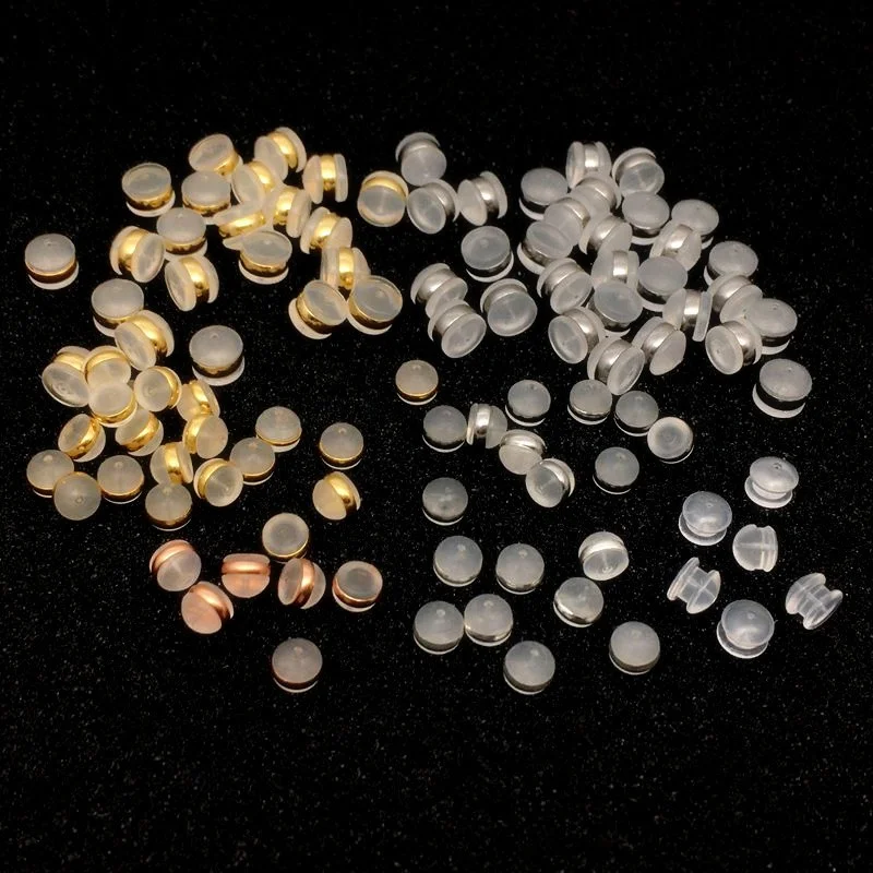 DIY Accessory Jewelry Findings Gold Silver Metal Brass Silicone Plastic Earring Stud Fit Backings Ear Back Stoppers
