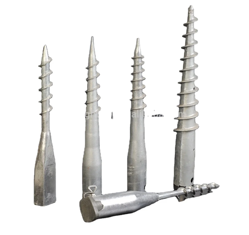 Spiral anchors steel pole in underpinning earth screw post fence ground anchor