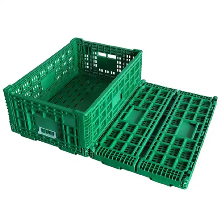 Uni-Silent Folding Storage Crate Plastic Stackable Collapsible Box Fruit Vegetable Baskets Storage Bins Milk Container LK604022W