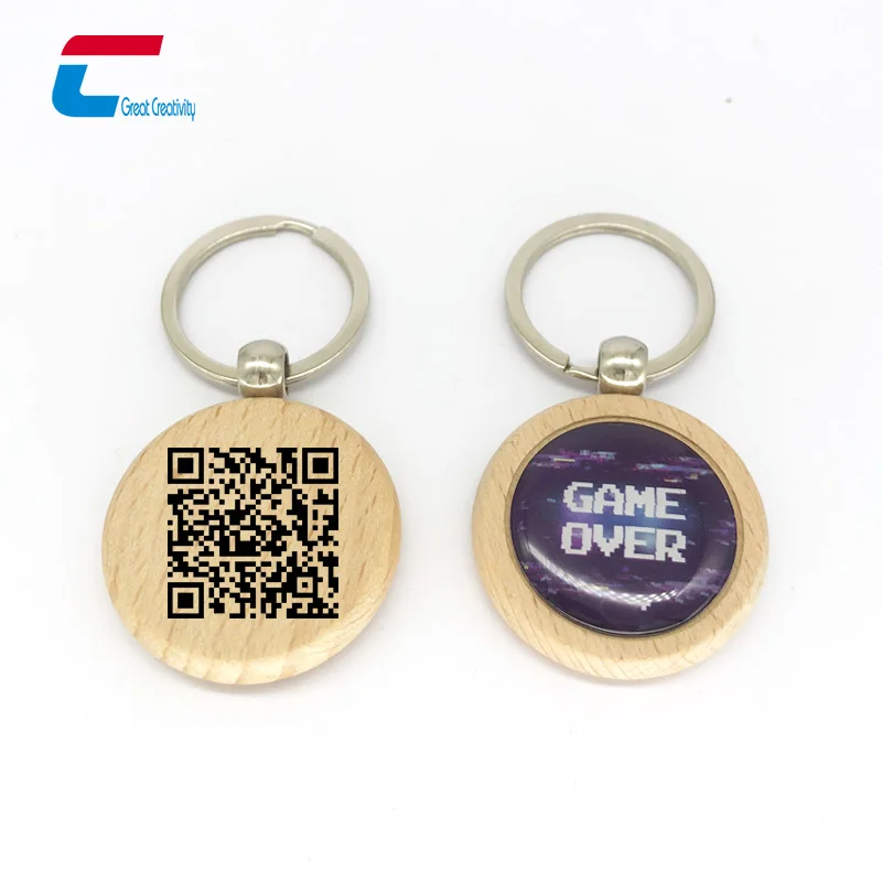 RFID деревянная nfc в социальных сетях брелок программируемый смарт-карты с металлическим кольцом iso14443a эпоксидные тег