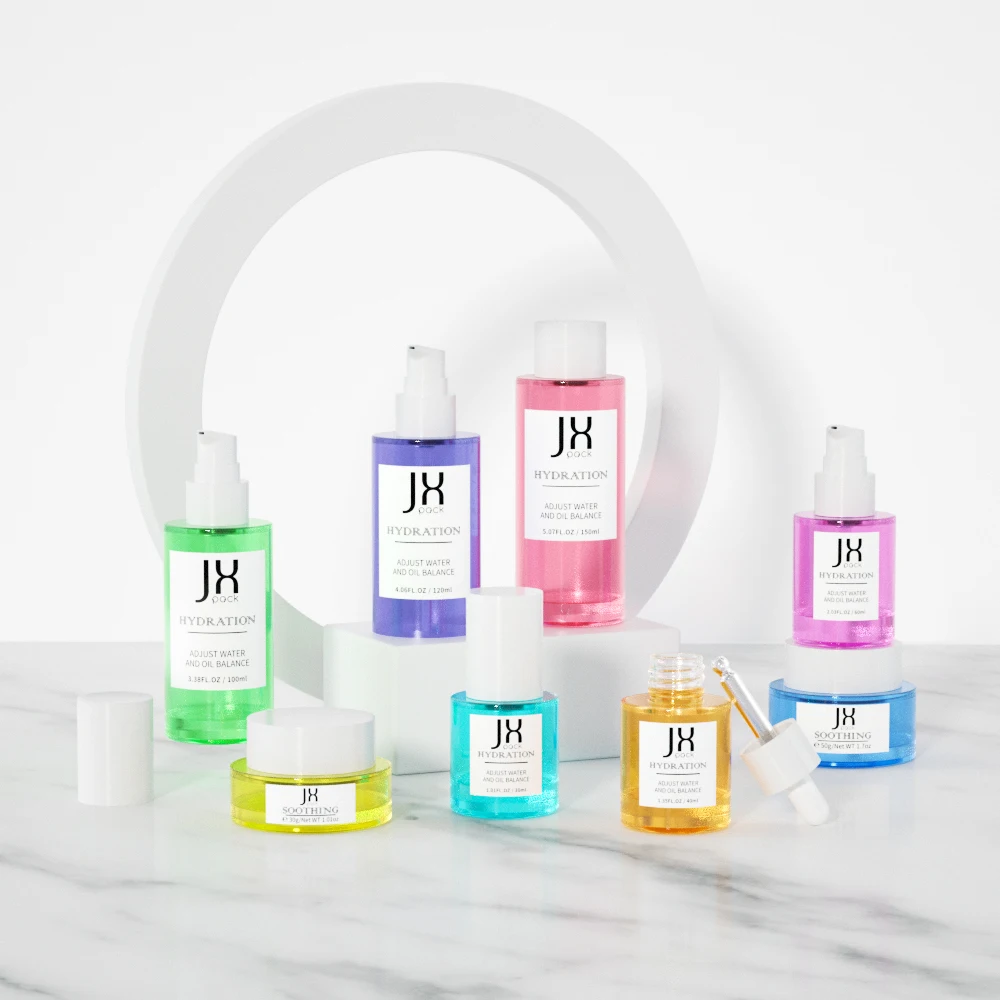 Eco friendly skincare container packaging luxury cosmetic lotion cream glass bottles cap and jar face toner serum pump bottle