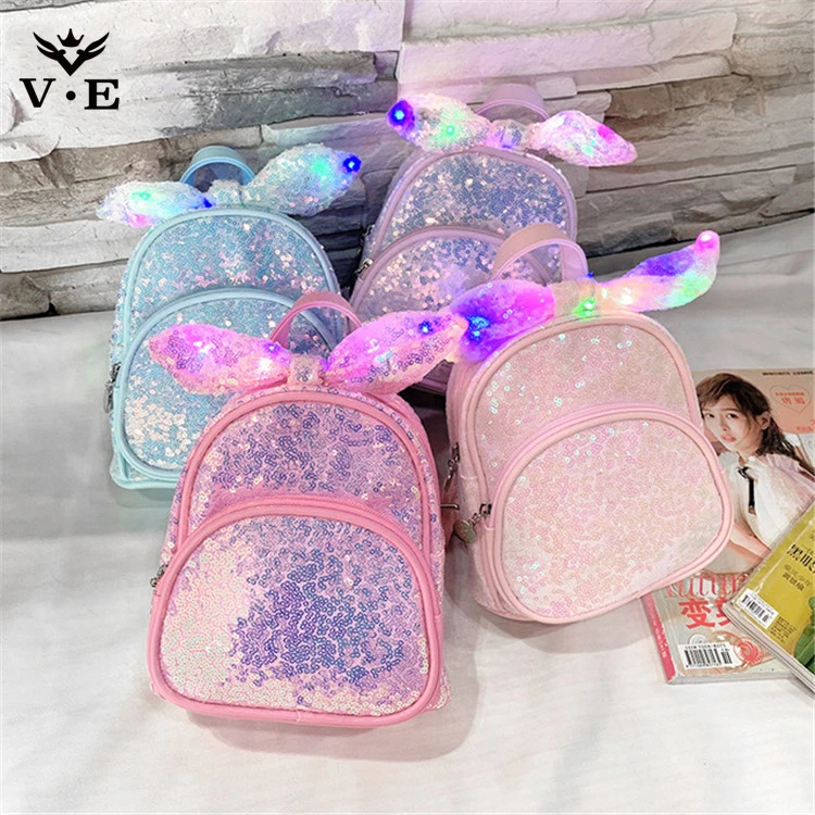 Cute girls mini sequins backpack lovely sequins backpack fashion blingbling sparkling LED light backpack